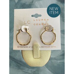 Lauren Conrad 7/8" Gold Tone Textured Hoop Earrings-NWT